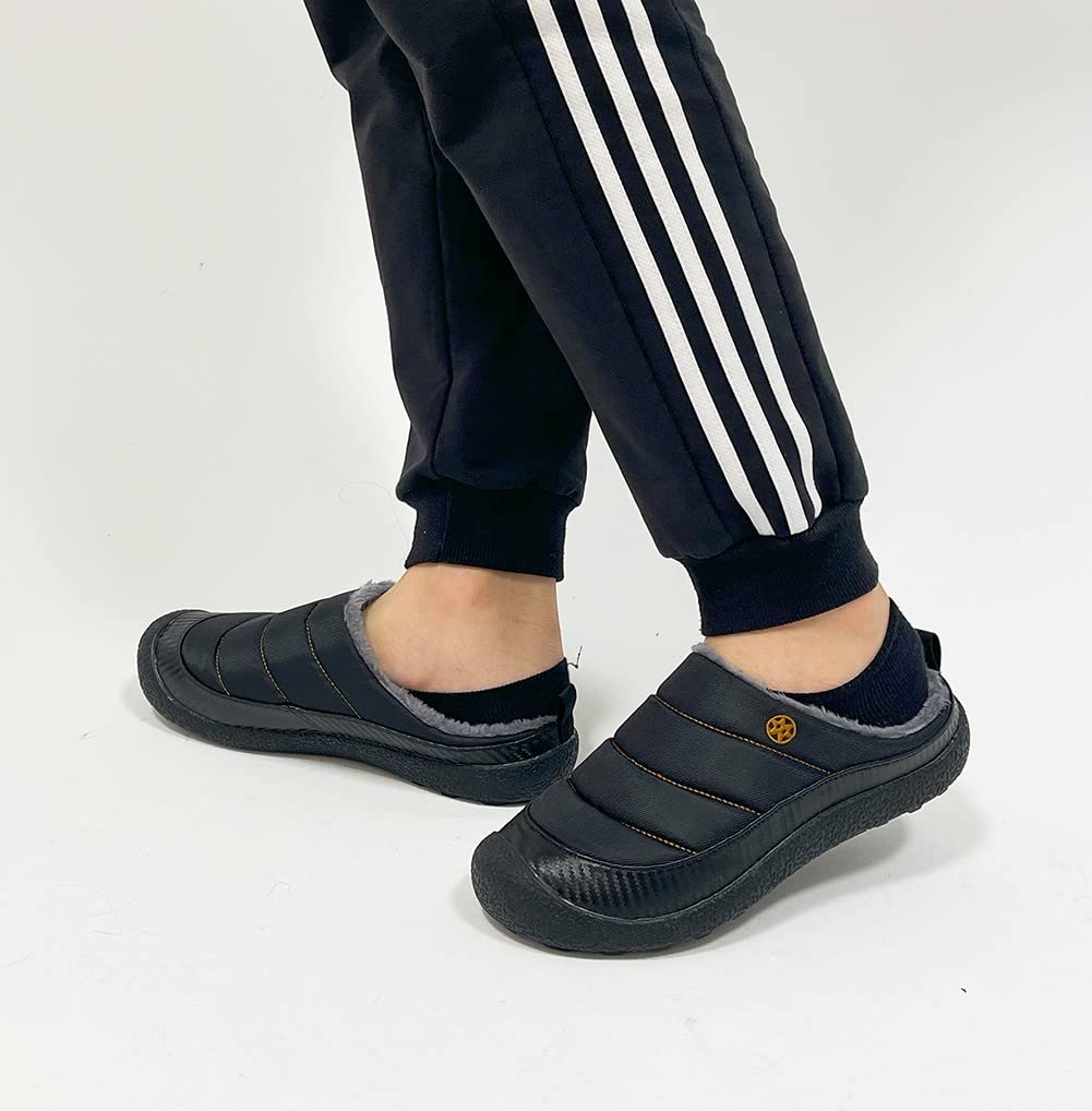 Womens Mens House Slippers Outdoor Winter Shoes Black