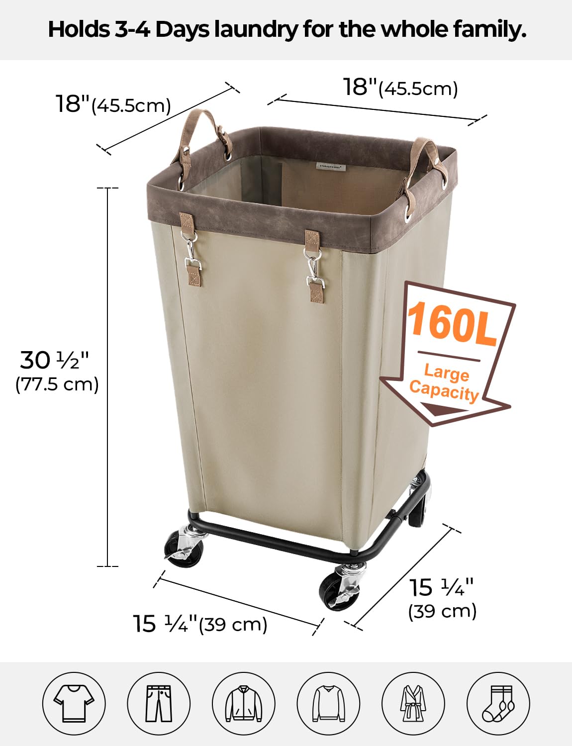 160L Laundry Basket with Wheels