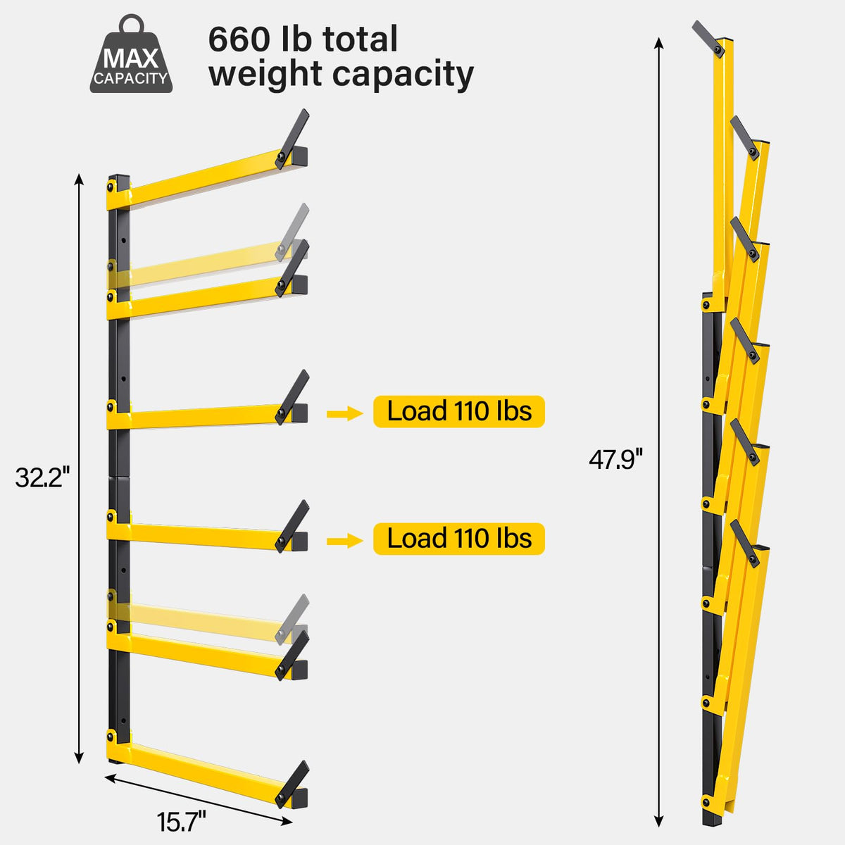 Lumber Storage Rack Folding Wood Storage Racks Wall (2 Count)