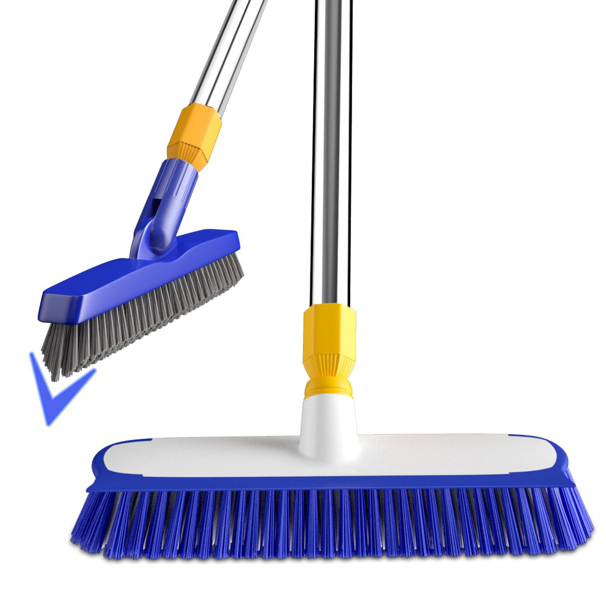 12" Wide Floor Scrub and Grout Brush Set With Long Extendable Handle