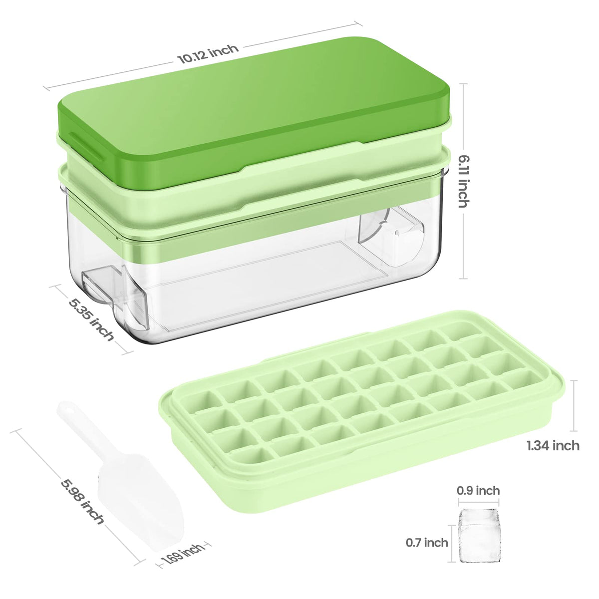 1" Ice Cube Tray with Lid and Bin