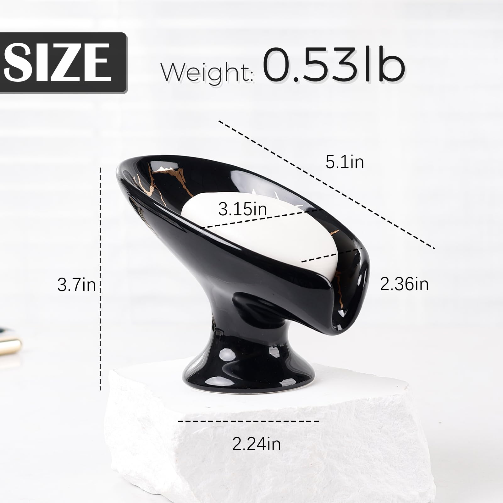 Soap Dish Ceramic Soap Holder Self Draining Leaf Shape Bar Soap Holder