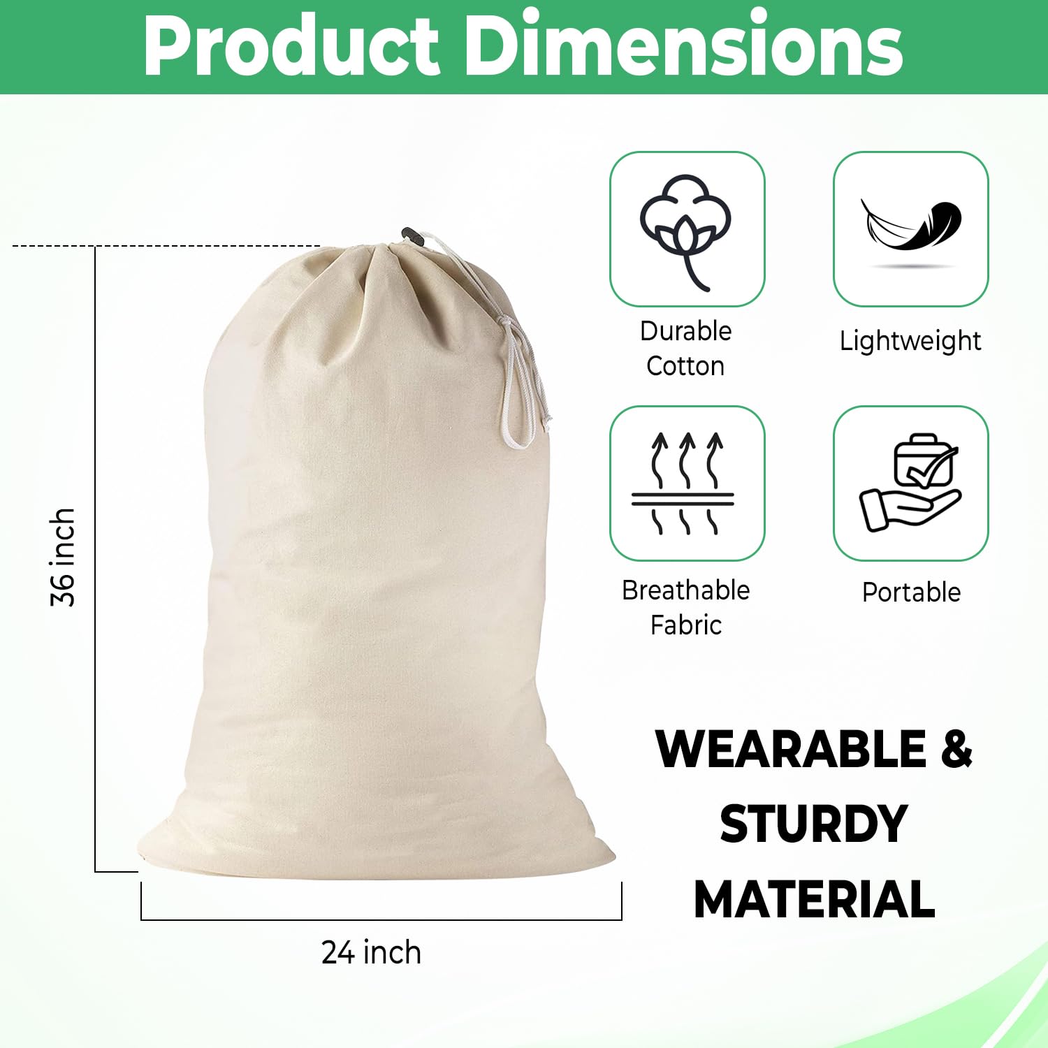4 Pack Extra Large Cotton Laundry Bag (2 Count)
