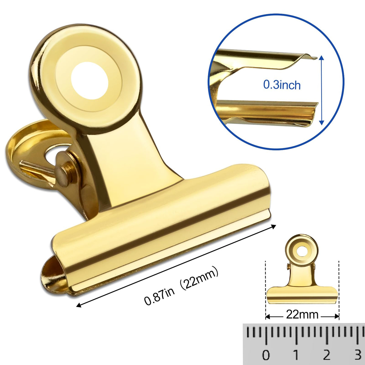30 Pack Small Bull Clips 0.87 Inch Mini Metal Hinge Clips Binder Paper Hinge Clip for Office (30 Count)