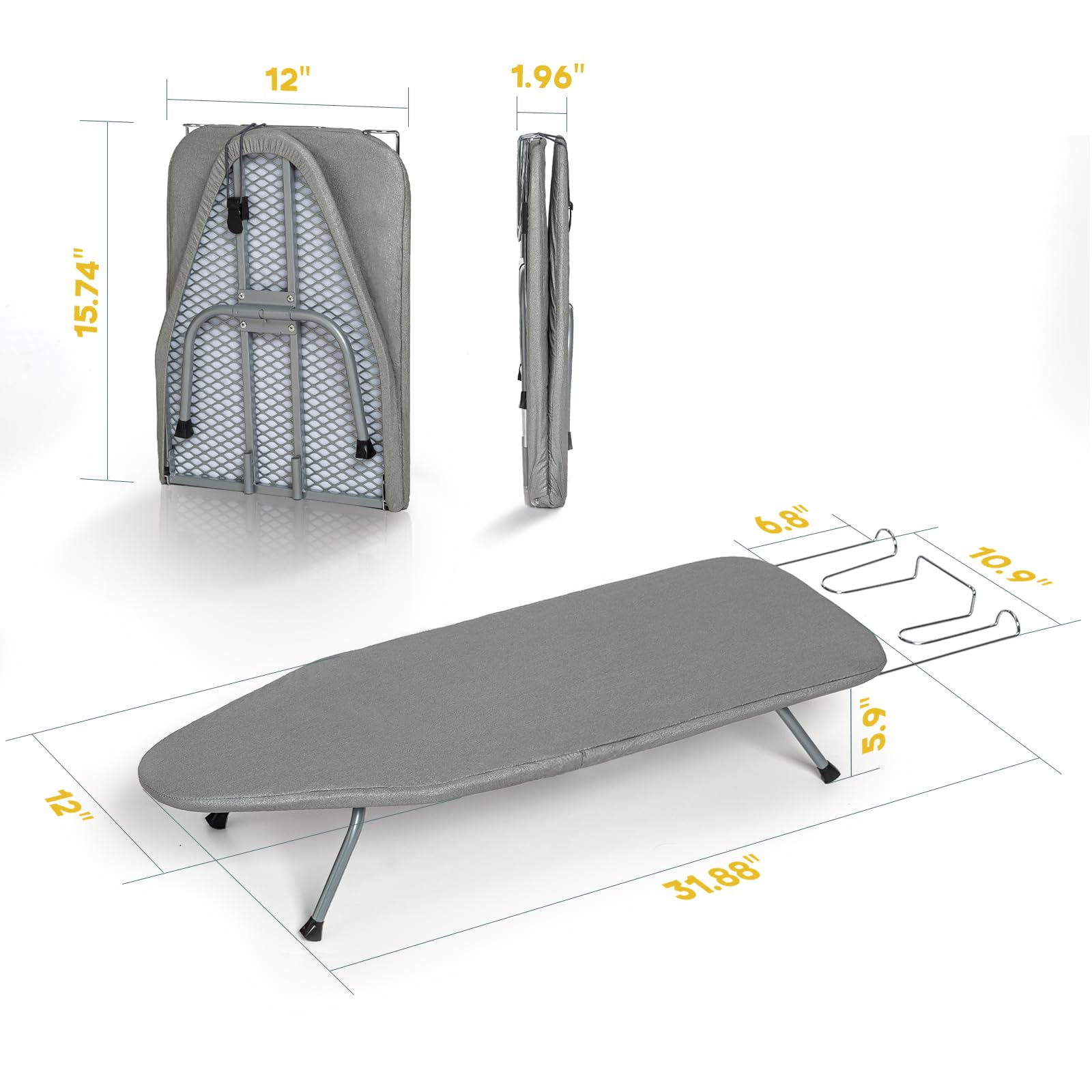 Gray Mini Tabletop Ironing Board 31"x12"