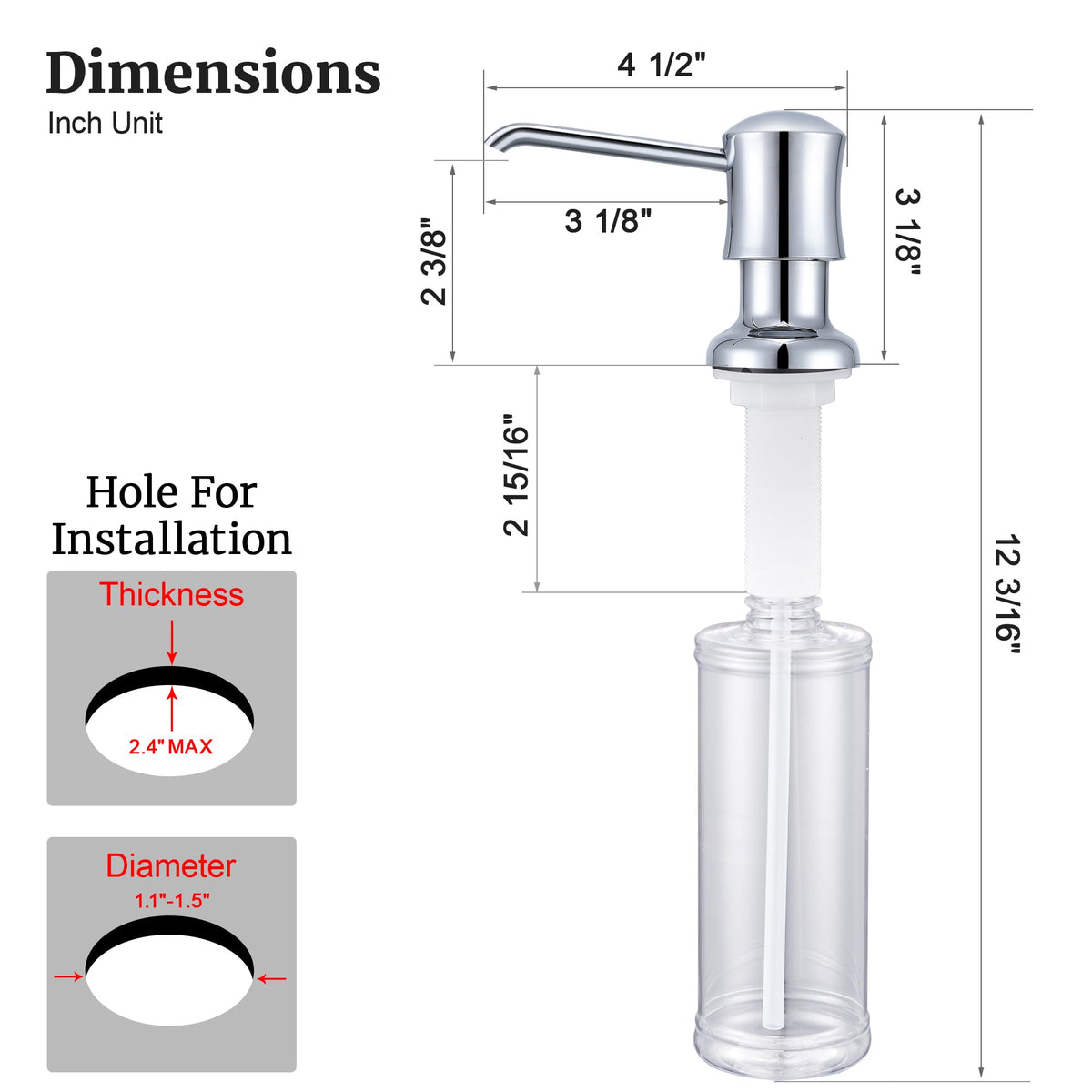 Soap Dispenser for Kitchen Sink Chrome Upgrade Built