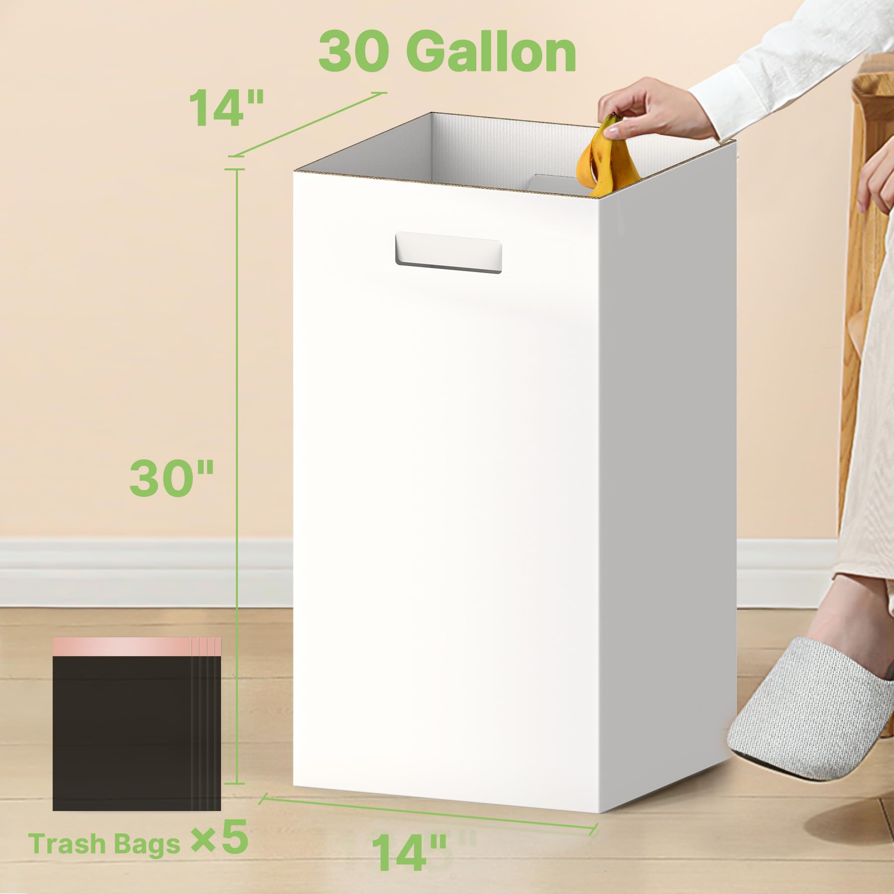 4 Pack 30 Gallon Corrugated Cardboard Disposable Trash Cans (4 Count)