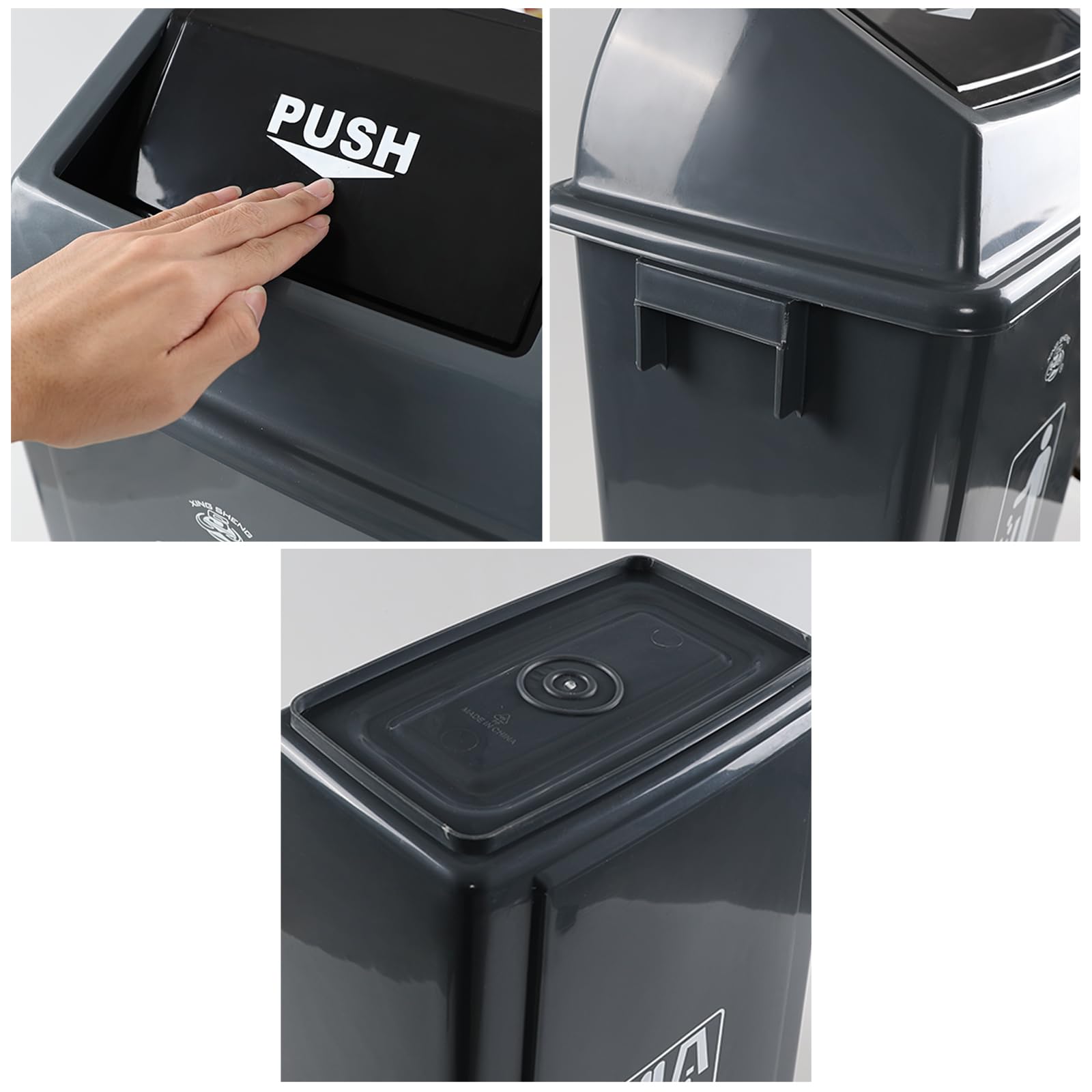 13 Gallon Plastic Kitchen Trash Can with Swing Lid (4 Count)