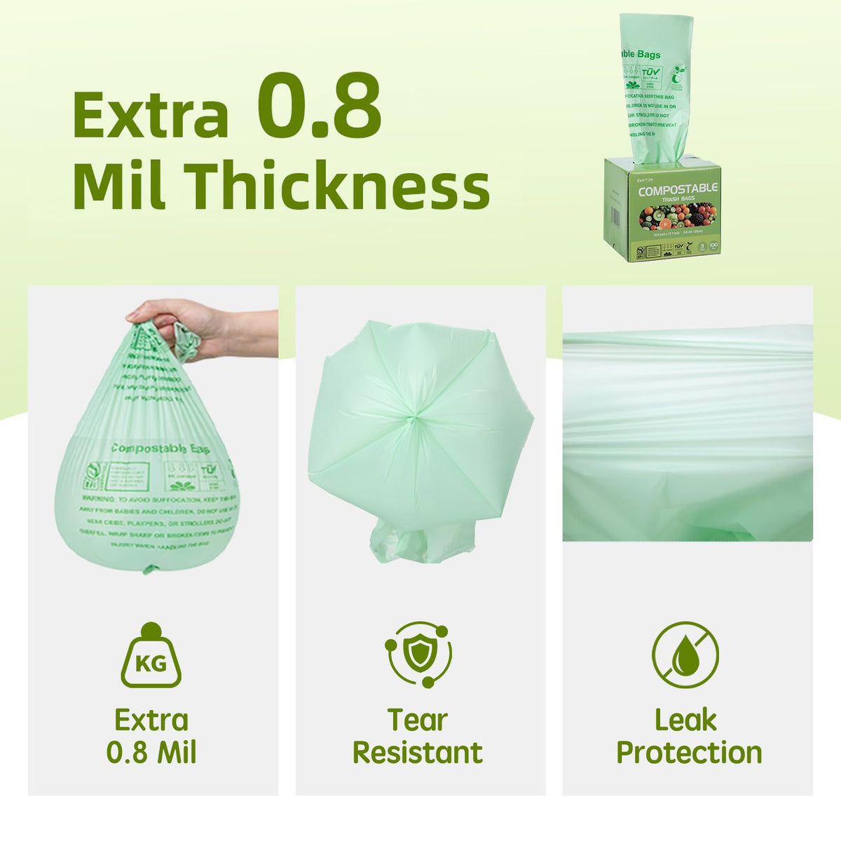 Compostable Trash Bags 3 Gallon (100 Count)