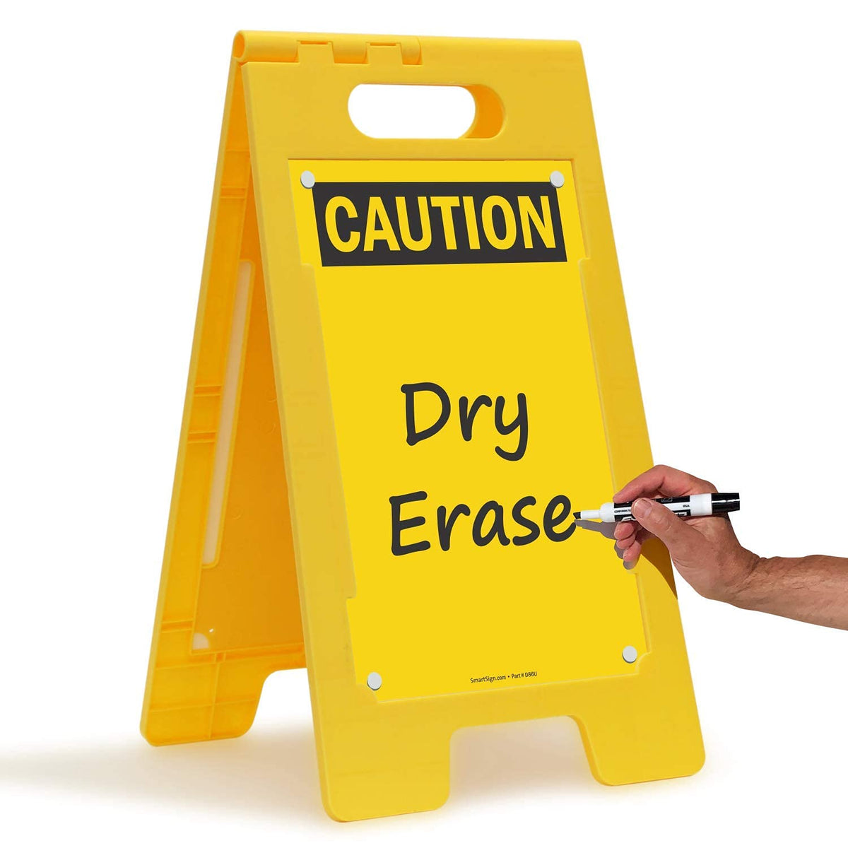 SF-0127-FB-25x12-DE Caution Blank Write-On Folding Floor Sign With Dry Erase Finish By | 25" x 12" Plastic
