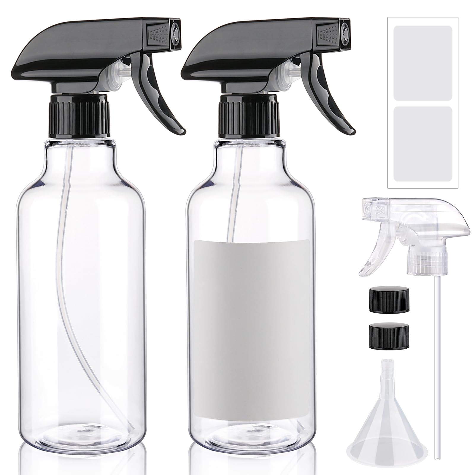 Plastic Spray Bottles 16.9oz 2 Pack Adjustable Mist (2 Count)