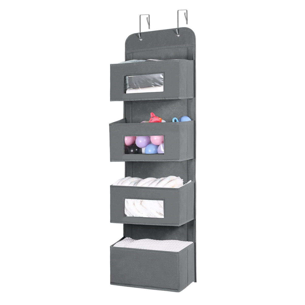 4 Shelf Over The Door Hanging Organizer with 2 Metal Hooks (4 Count)
