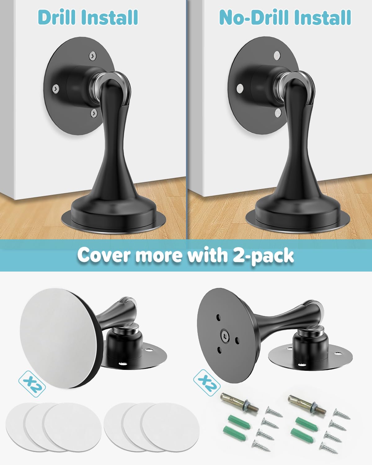 Door Stoppers Magnetic Door Catch 2 Pack Stainless Steel Magnetic Door Stop (2 Count)