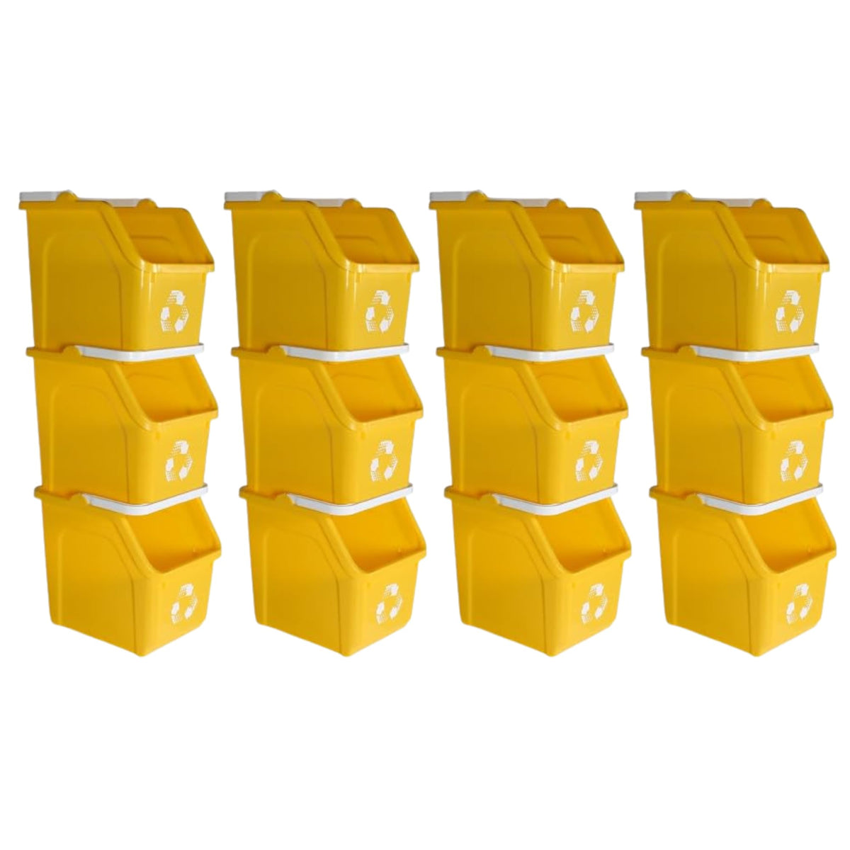 Yellow Recycle Bin 6 Gallon Stackable Recycle Bins for Kitchen with Handle (12 Count)