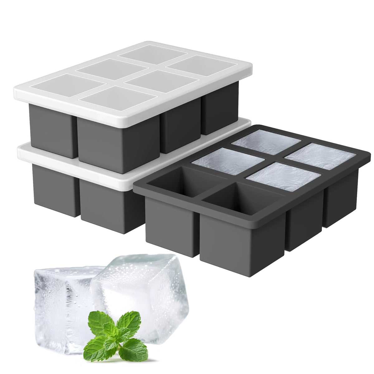 Large Silicone Ice Cube Tray 3Pack (3 Count)
