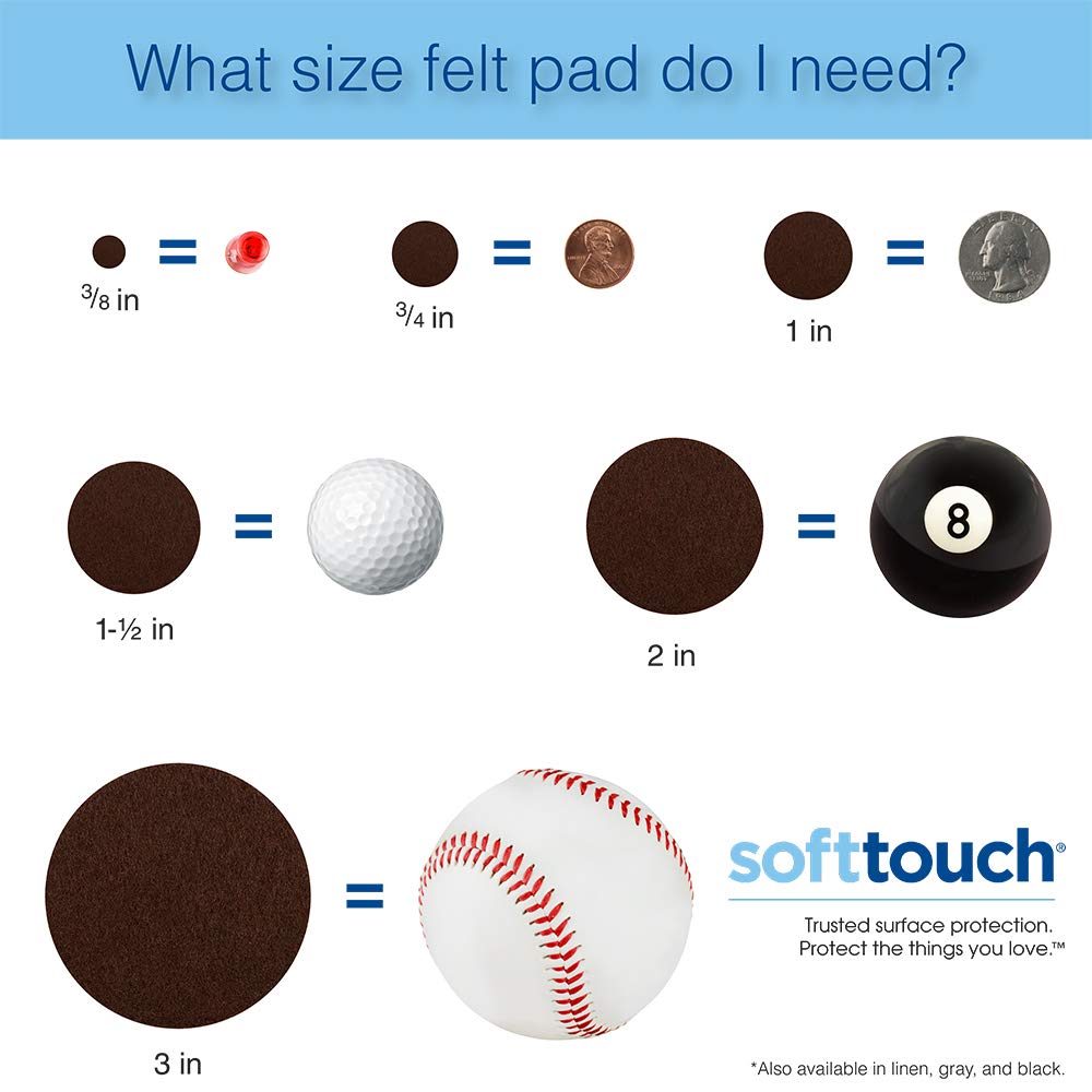4713295N Heavy Duty 2 Inch Felt Furniture Pads to Protect Hardwood Floors from Scratches (6 Count)