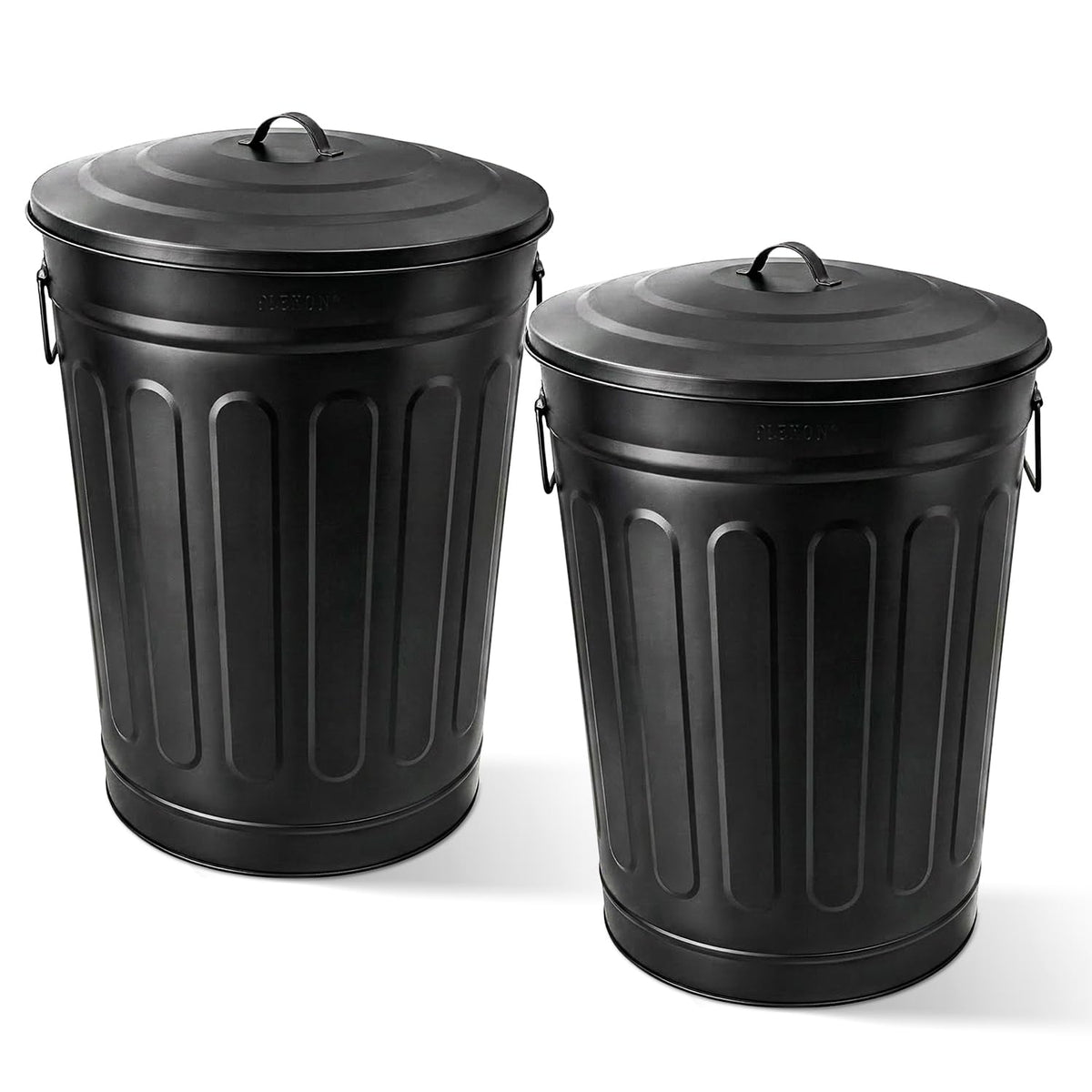 Metal Trash Can with Lid 13 Gallon (2 Count)