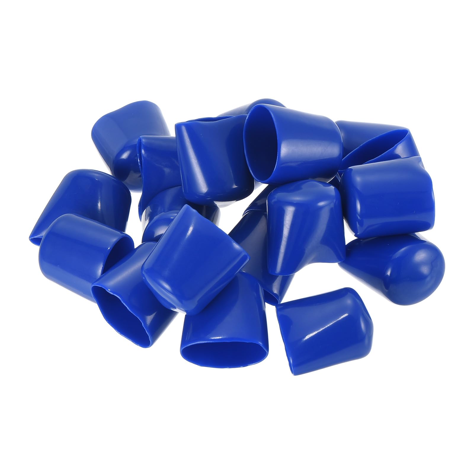 20pcs Rubber End Caps 22mm ID Vinyl Round Tube Bolt Cap Cover Screw Thread Protectors Blue