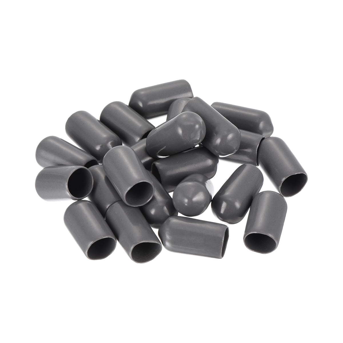 20pcs Rubber End Caps 8mm ID Vinyl PVC Round Tube Bolt Cap Cover Screw Thread Protectors Dark Grey
