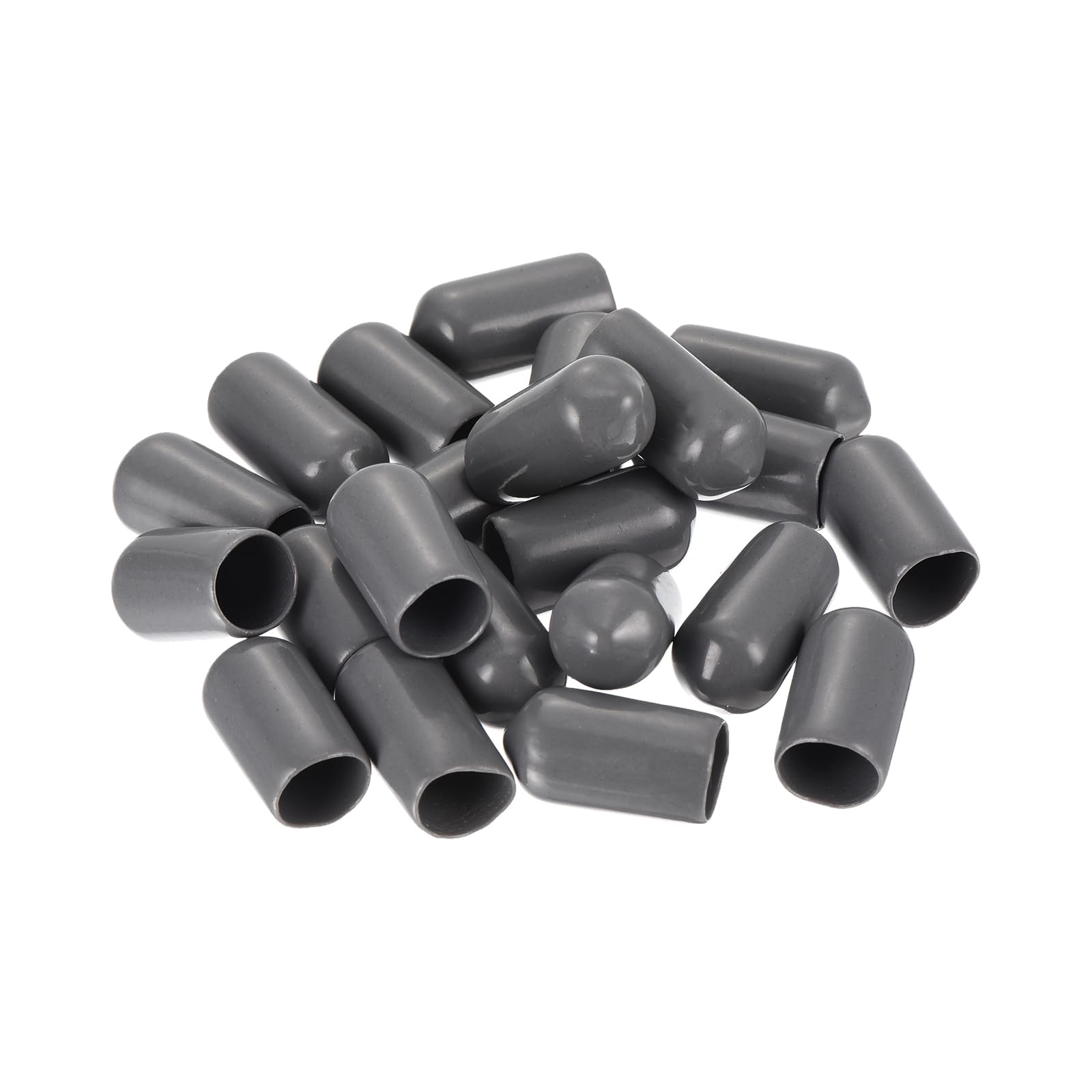20pcs Rubber End Caps 8mm ID Vinyl PVC Round Tube Bolt Cap Cover Screw Thread Protectors Dark Grey