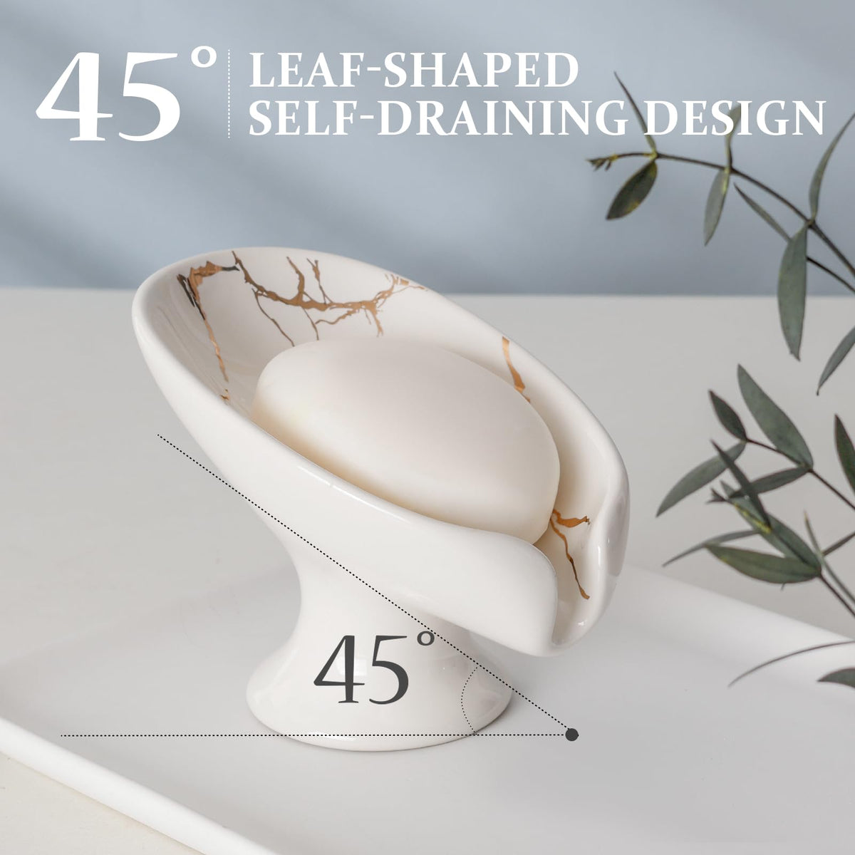 Soap Dish Soap Holder Self Draining Leaf Shape Soap Dishes