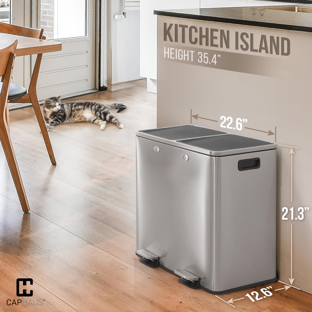 Dual Trash Can with Double Lid