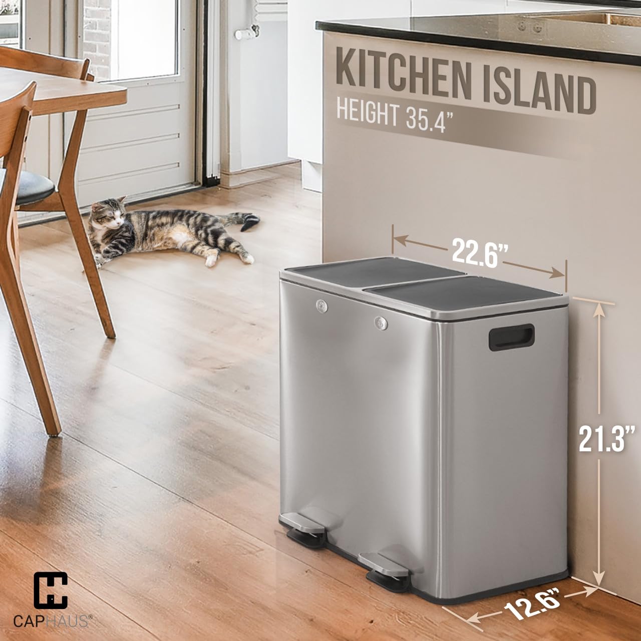 Dual Trash Can with Double Lid