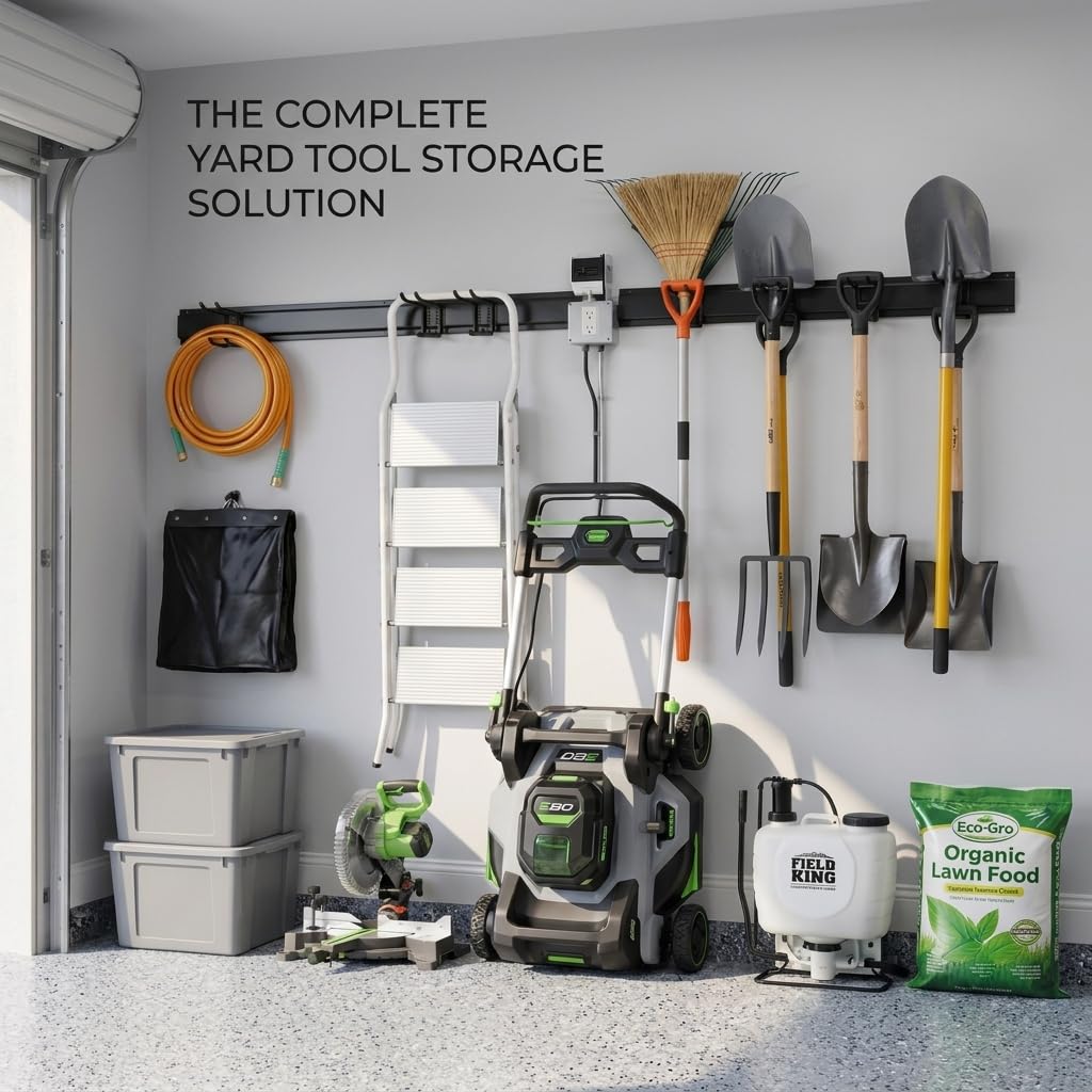 96 Inch Heavy Duty Wall Mount Garden Tool Organizer for Garage