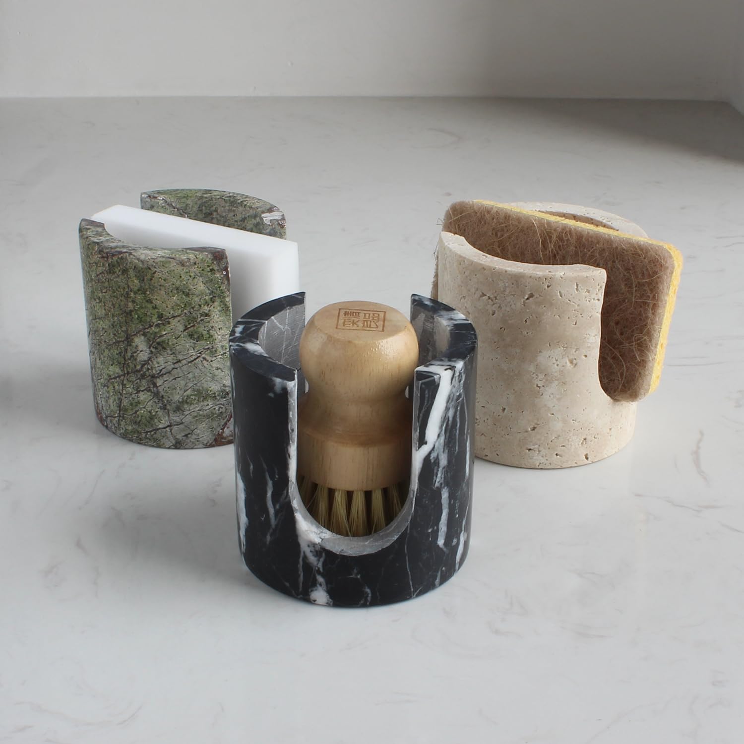 Natural Travertine Sponge Holder for Kitchen Sink