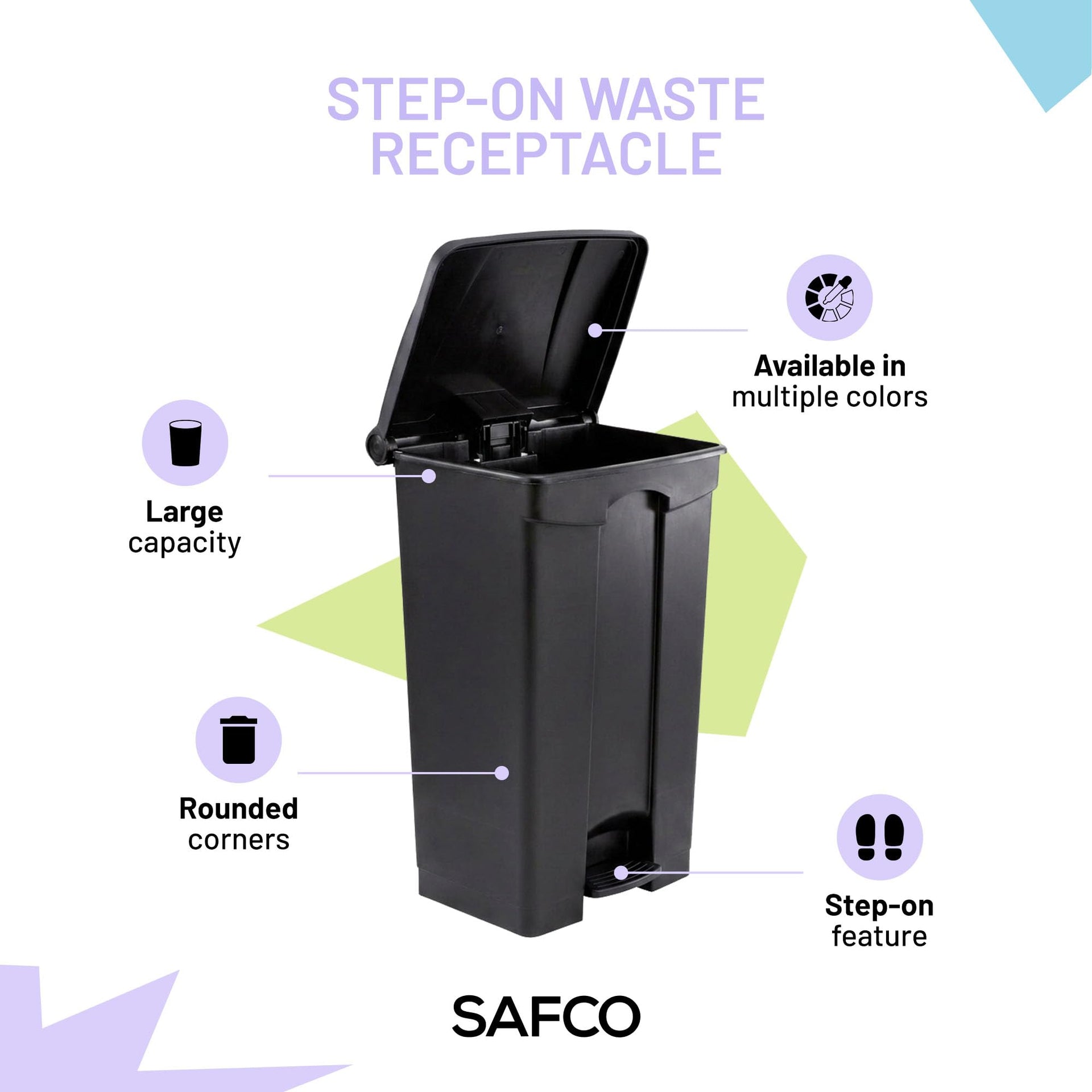 Large Step On Plastic Trash Can with Foot Pedal