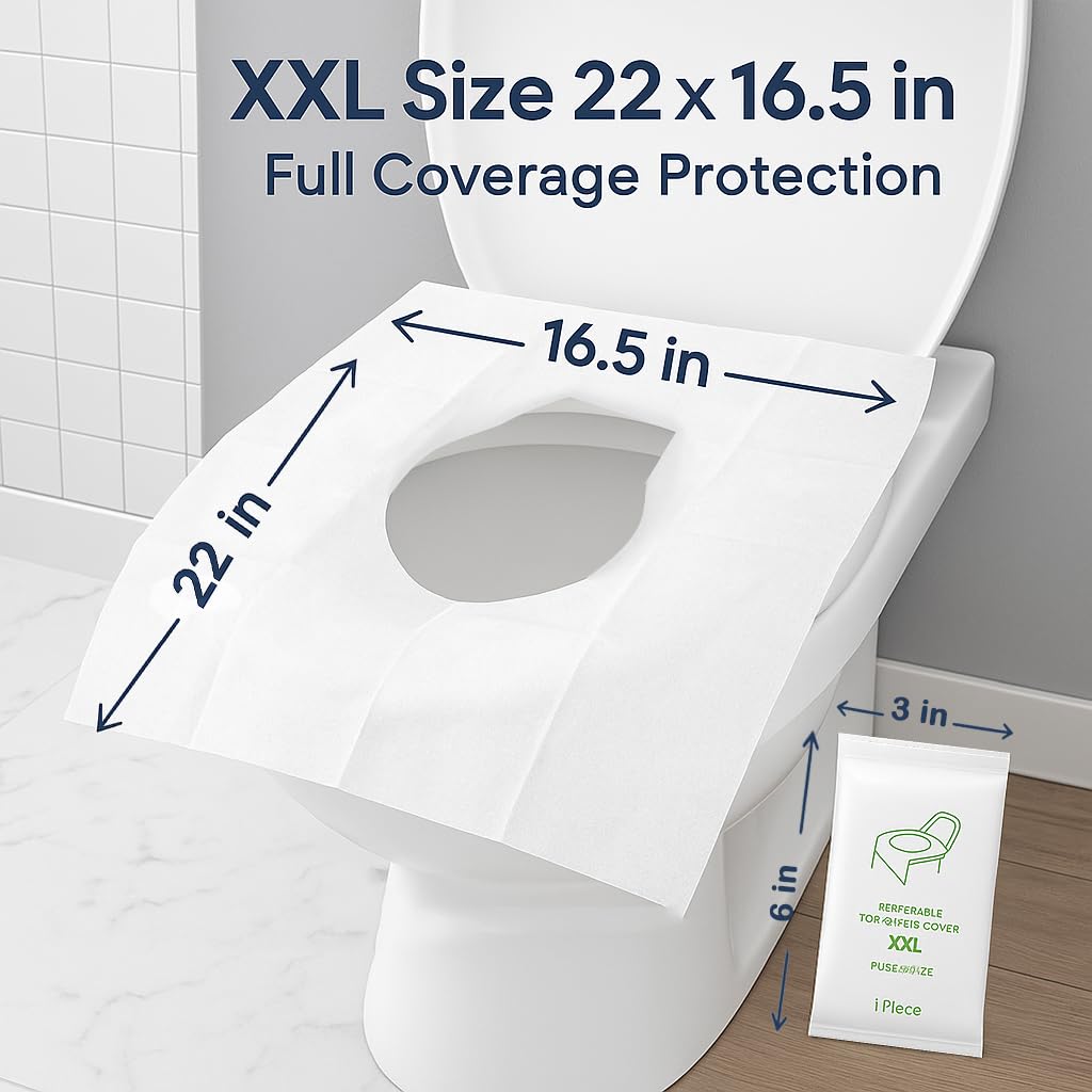 Individually Wrapped XXL Toilet Seat Covers Disposable Flushable for Travel (30 Count)