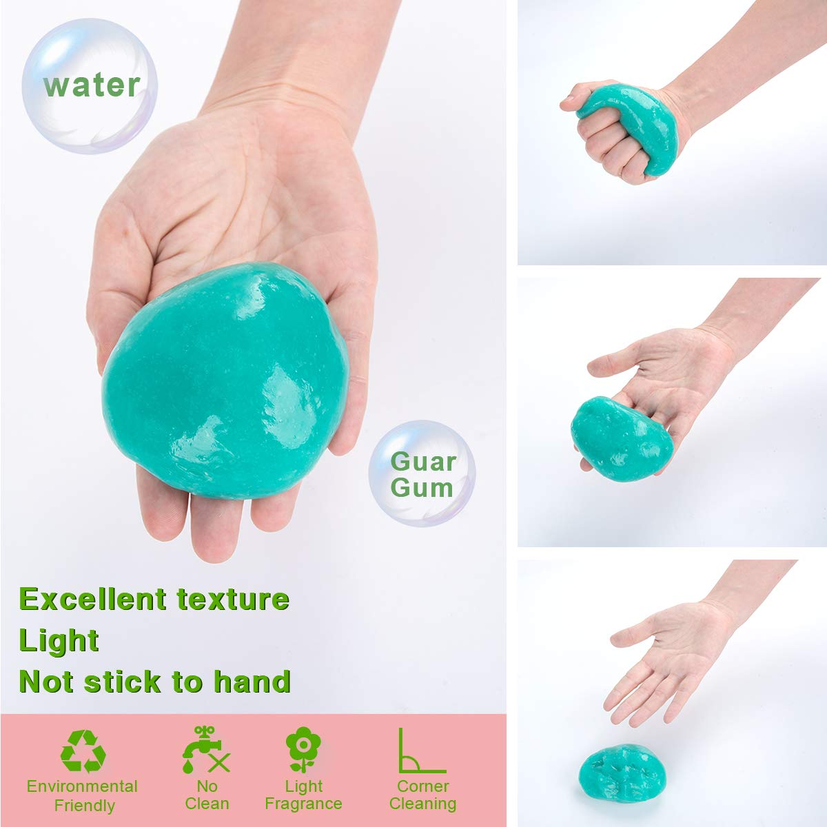 Car Cleaning Gel Cleaning Putty Keyboard Cleaner 5 Pack Green (5 Count)
