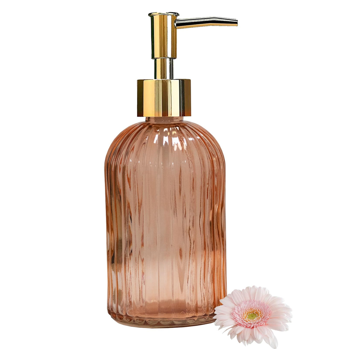 Glass Soap Dispenser with Gold Plastic Pump
