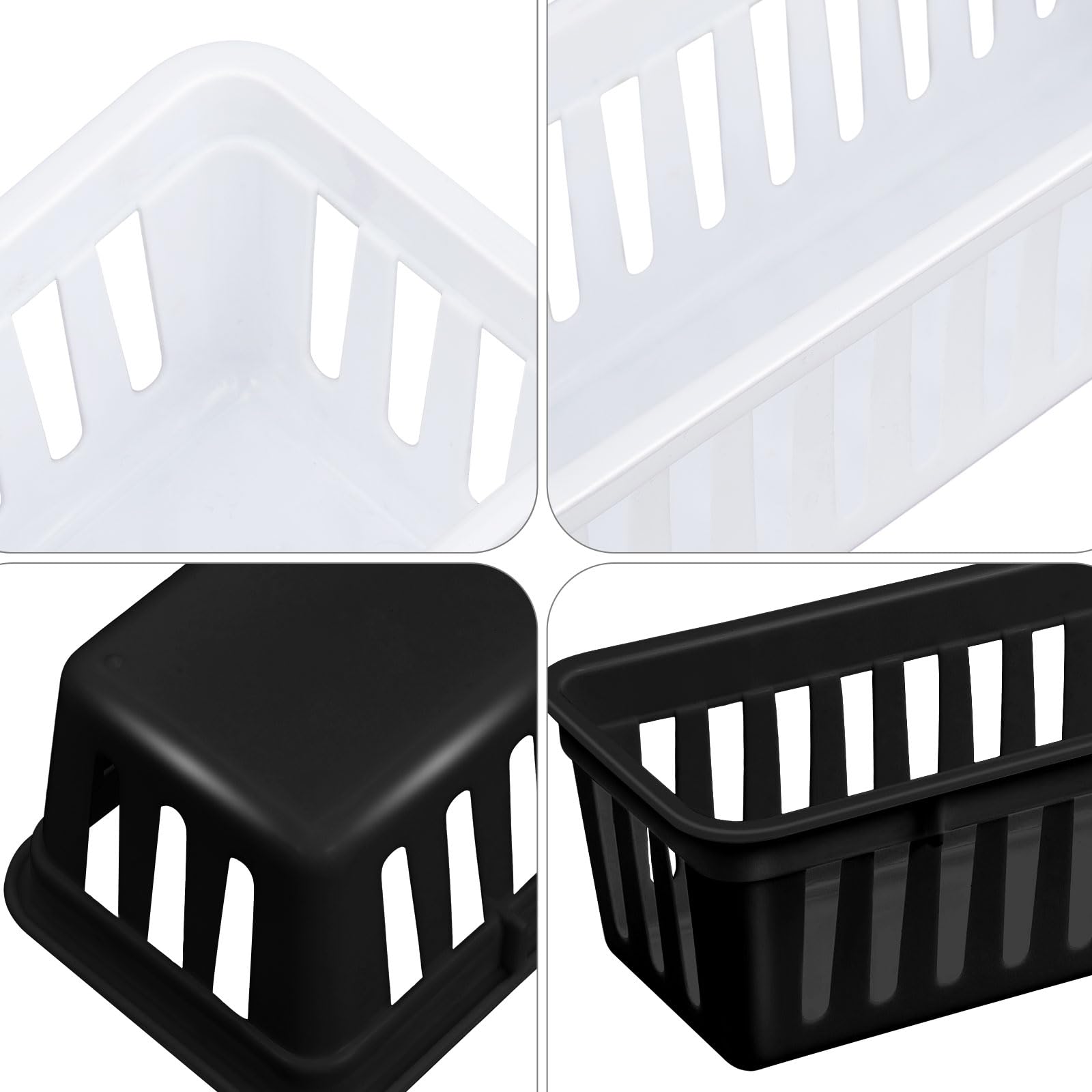12 Pack Slim Plastic Storage Baskets Tray for Organizing 10.25x3.25x2.5 Inch Small Narrow Storage Bins Stackable Drawer Pencil Trays Holder for Desk Garage Cabinet Container (12 Count)