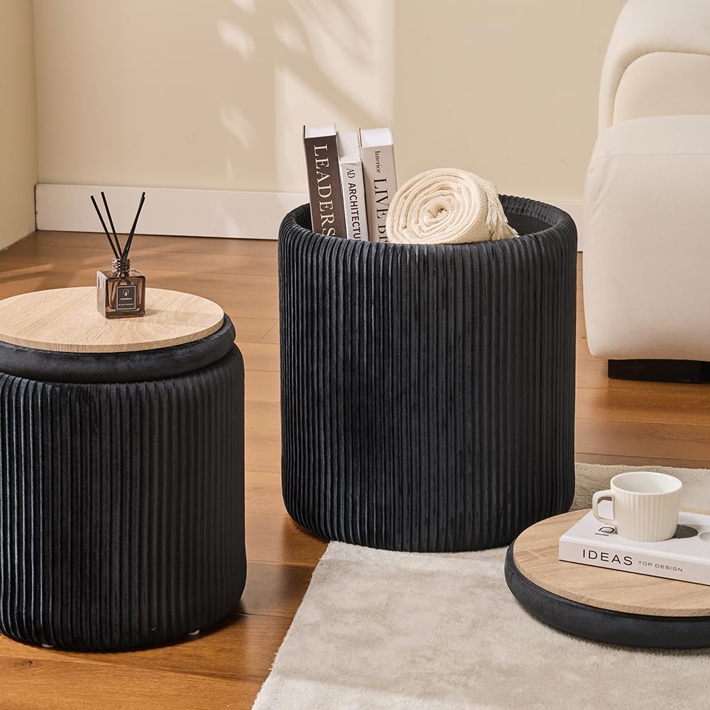 Set of 2 Round Ottoman Storage