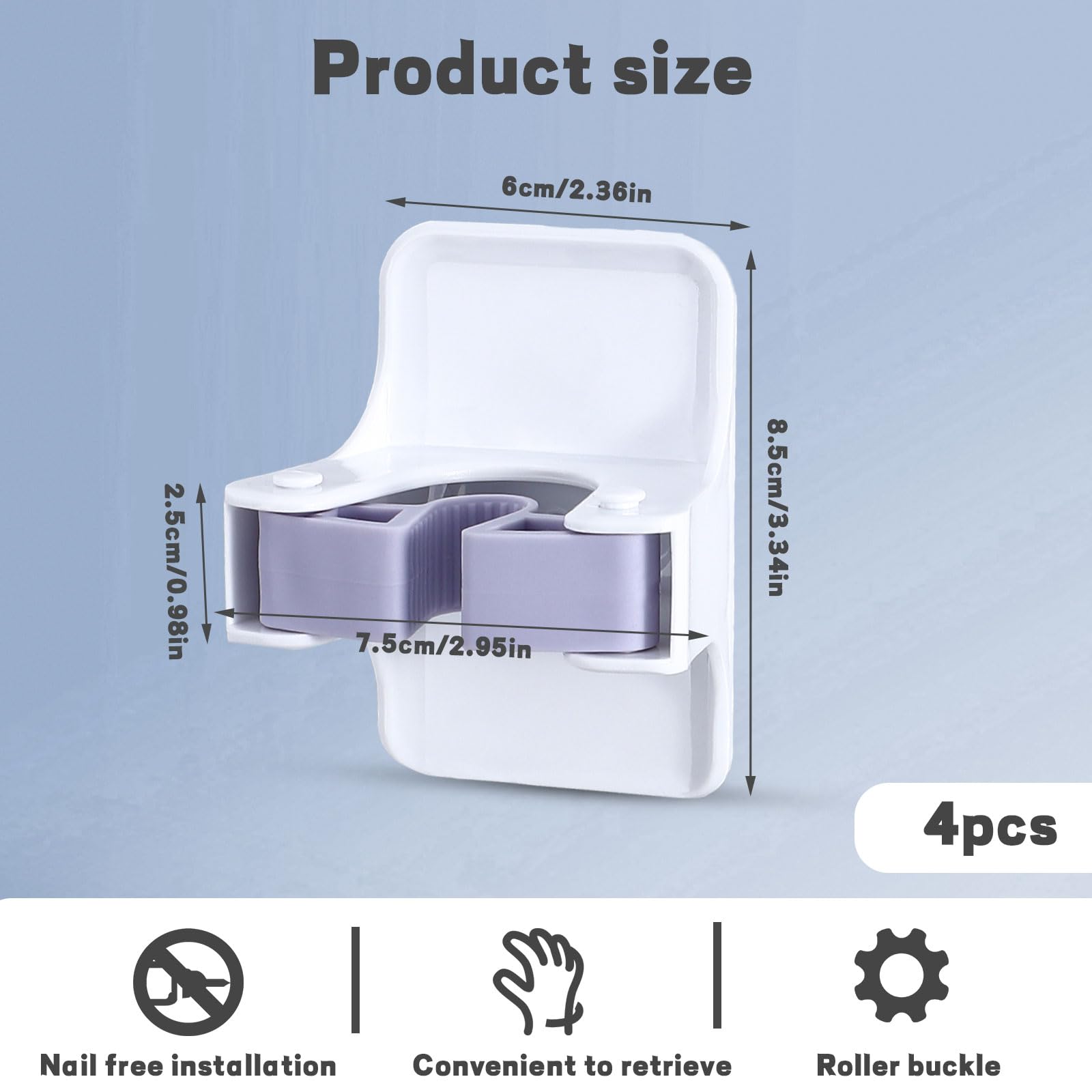 4 Pack Mop and Broom Holder Wall Mount (4 Count)