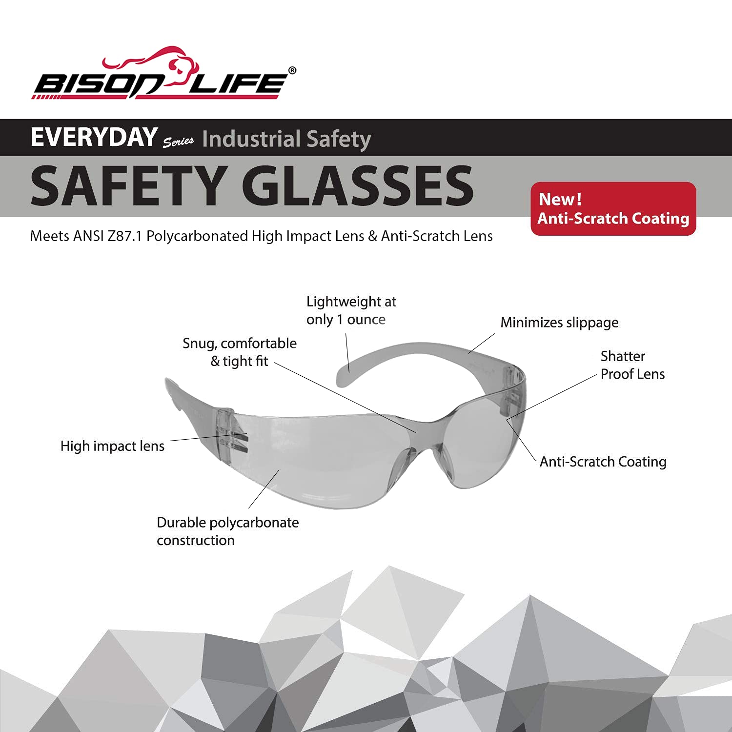 Gray Safety Glasses Bulk 6 Pack (6 Count)