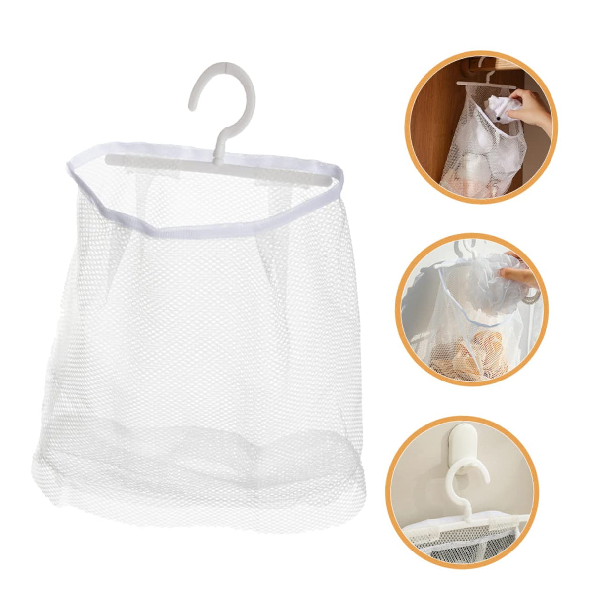 Hanging Mesh Bag Clothespin Storage Bag and Breathable Laundry for Socks Underwear Garlic Onions Foldable Kitchen Organizer 2 Pack 9.64 X 8.66 X 0.78 in