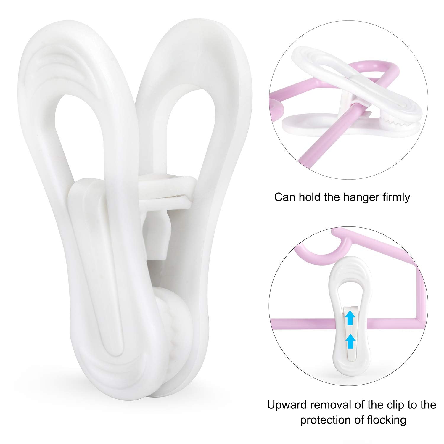 White Plastic Hanger Clips (24 Count)