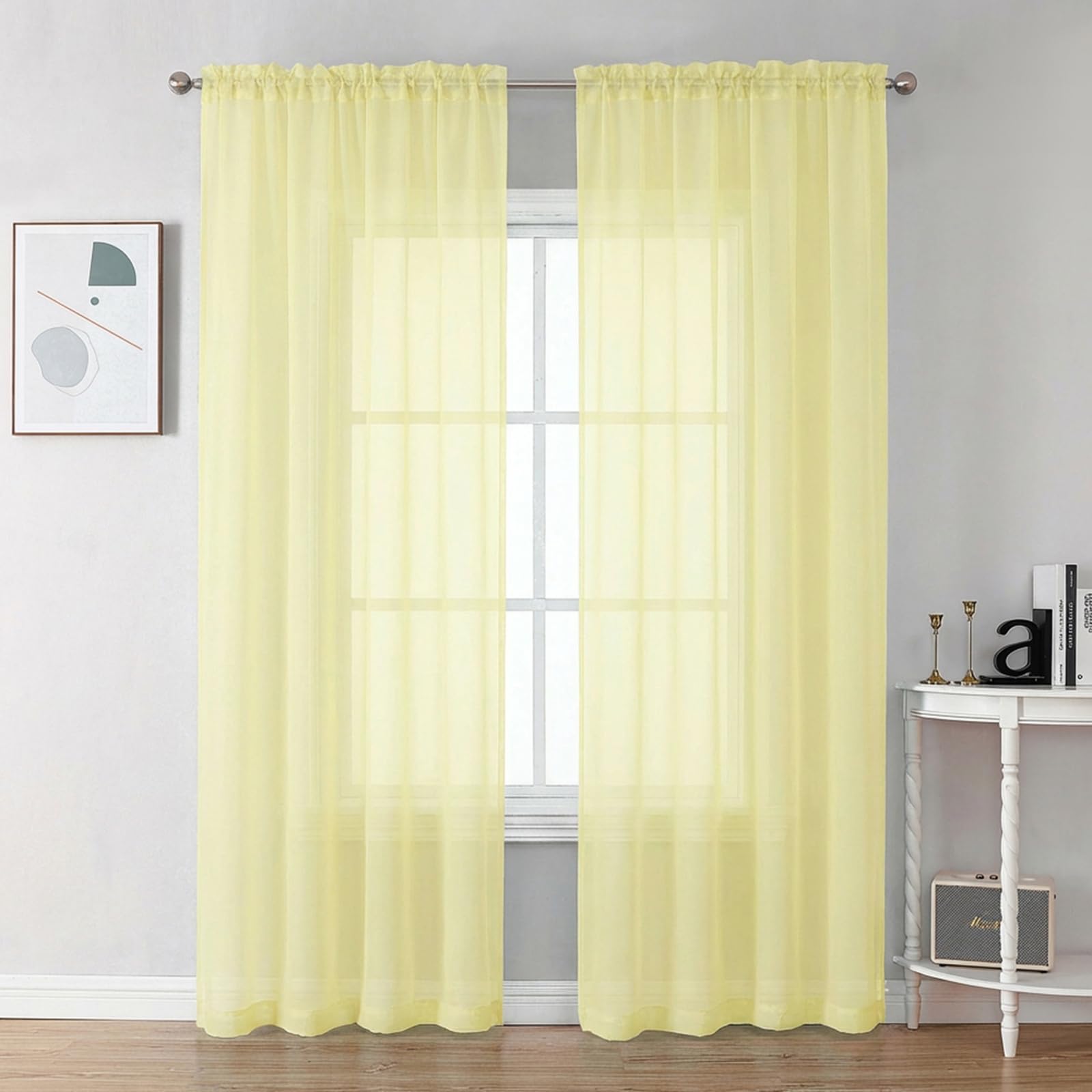 Light Yellow Sheer Curtains 84 Inches Long (2 Count)