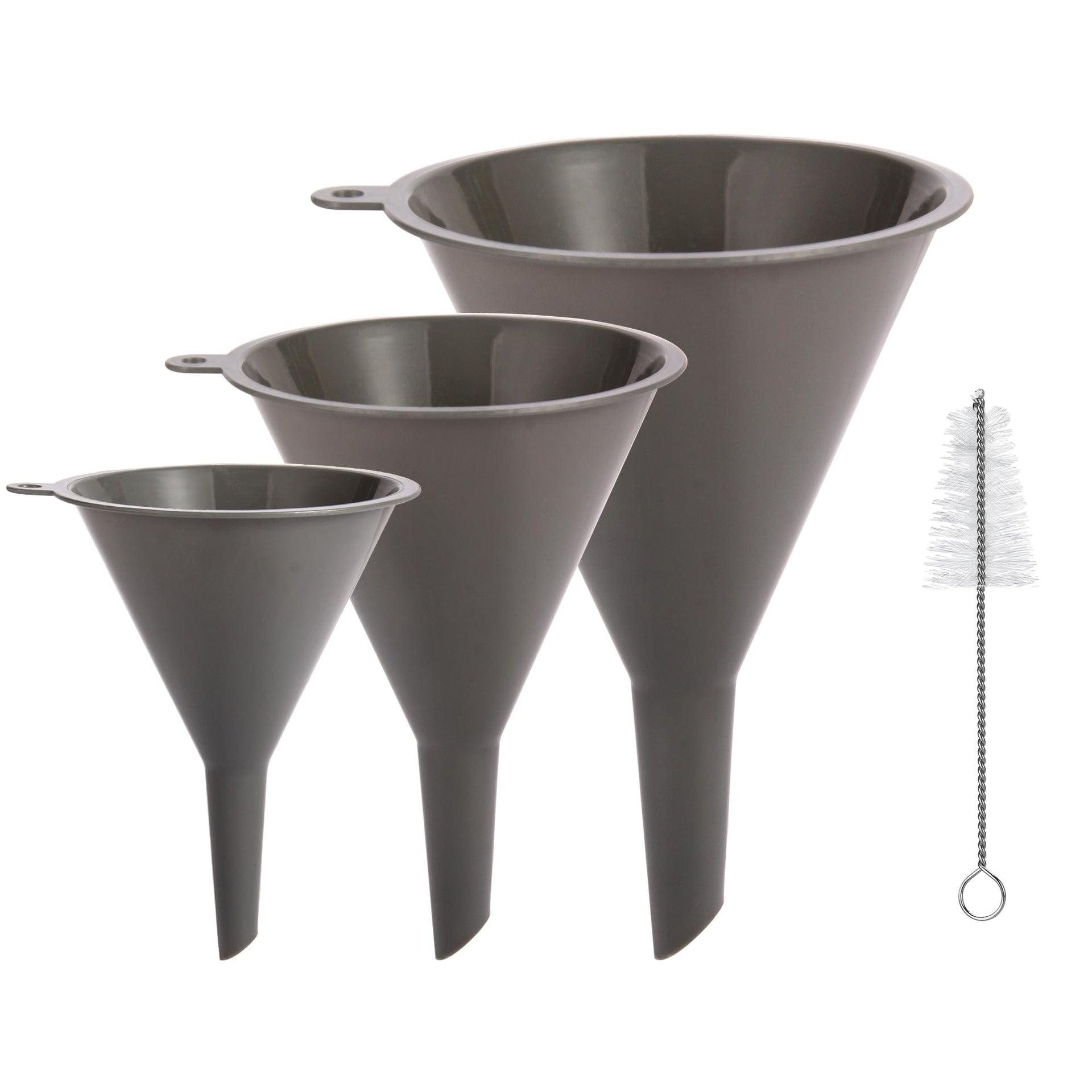 Plastic Kitchen Funnel Set of 3 with Clean Brush
