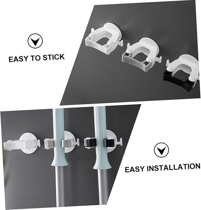 4pcs Broom Hanger Wall Mount Mop Clip Safe Material for Strong and Storage Easy Wall Installation