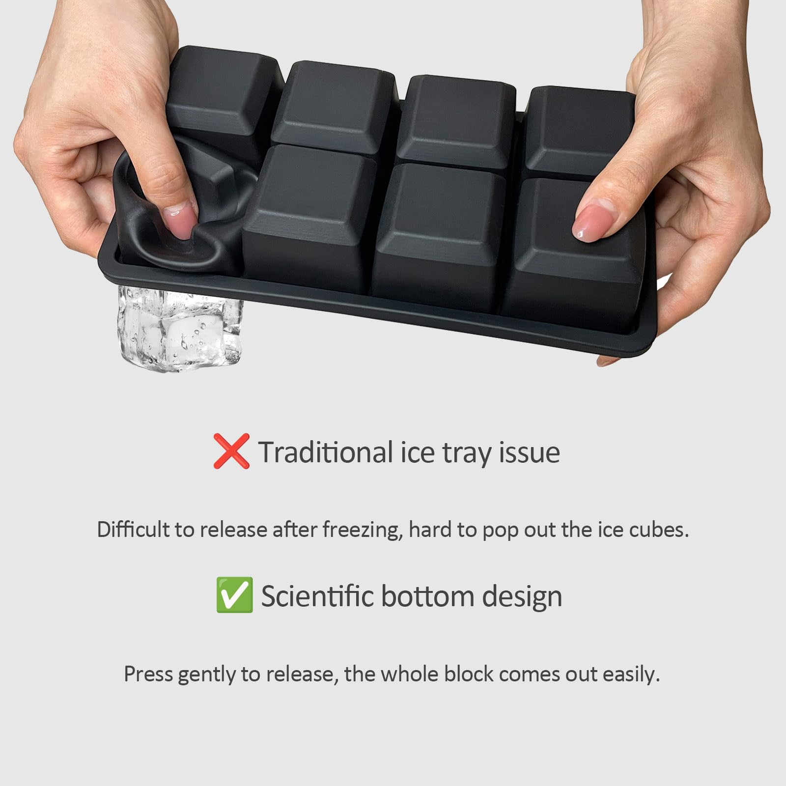 2 Pack Silicone 2 Inch Large Ice Cube Molds for Cocktails Wine Fruit and Bourbon Whiskey Easy Release Ice Cube Tray with Lid Ideal for Cold Drinks and Entertaining Gatherings (15.34 Ounce)