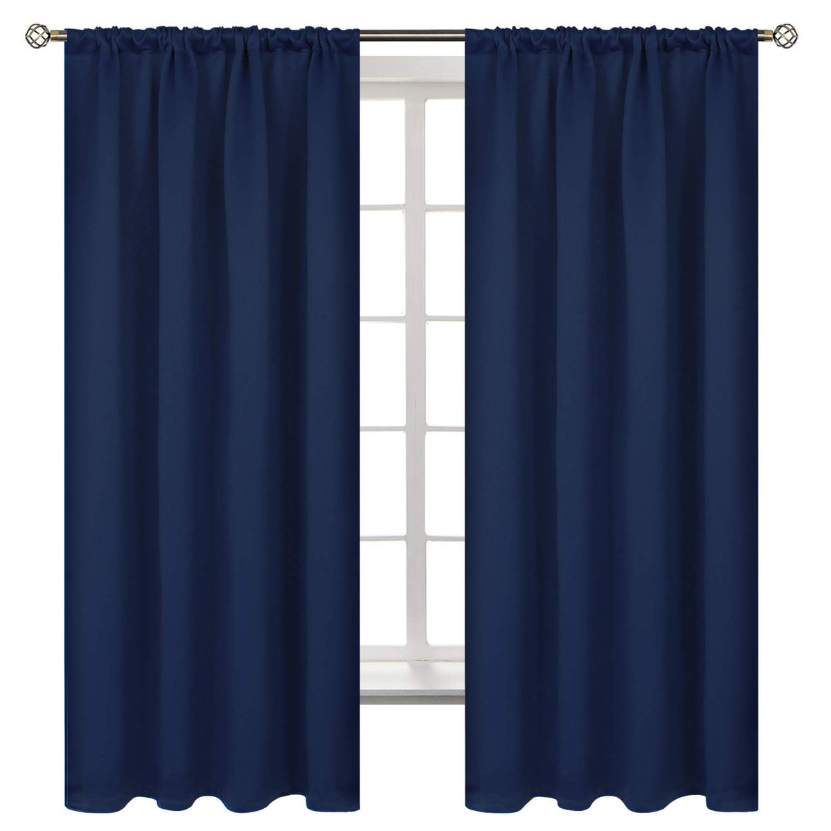 Rod Pocket 63 Inch Long Blackout Curtains for Bedroom