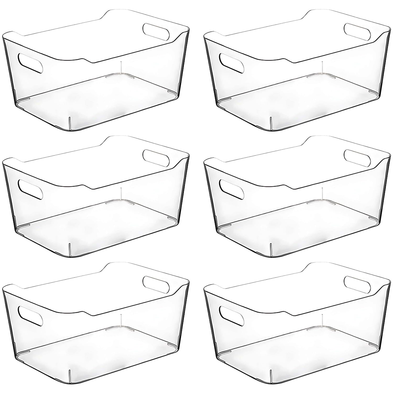 Clear Plastic Storage Bins (6 Count)
