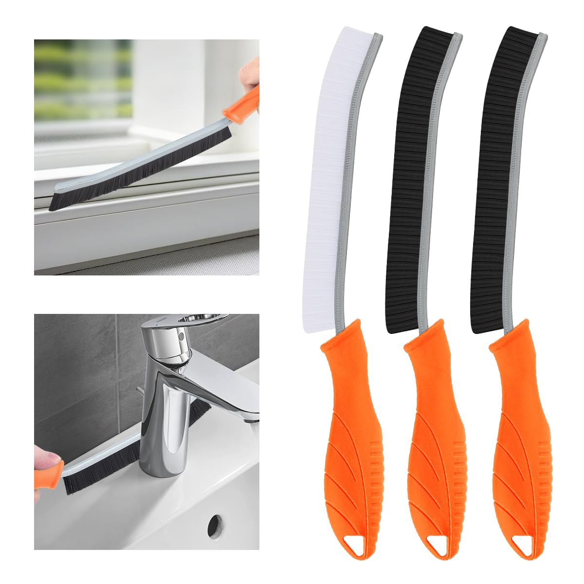 3Pcs Hard Bristle Crevice Cleaning Brush (3 Count)