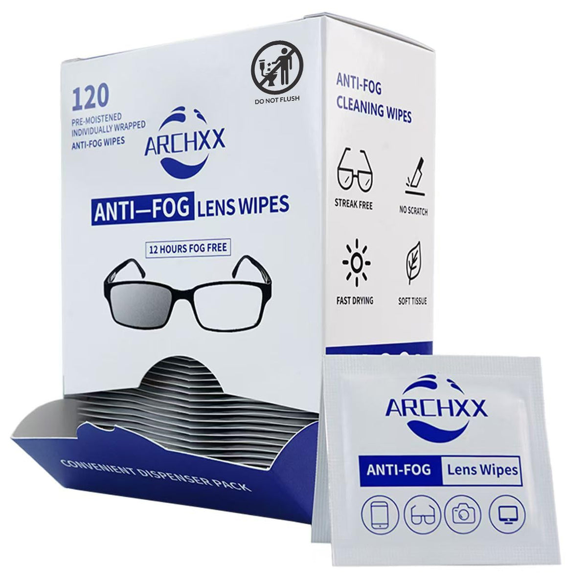 Anti Fog Wipes for Glasses (120 Count)