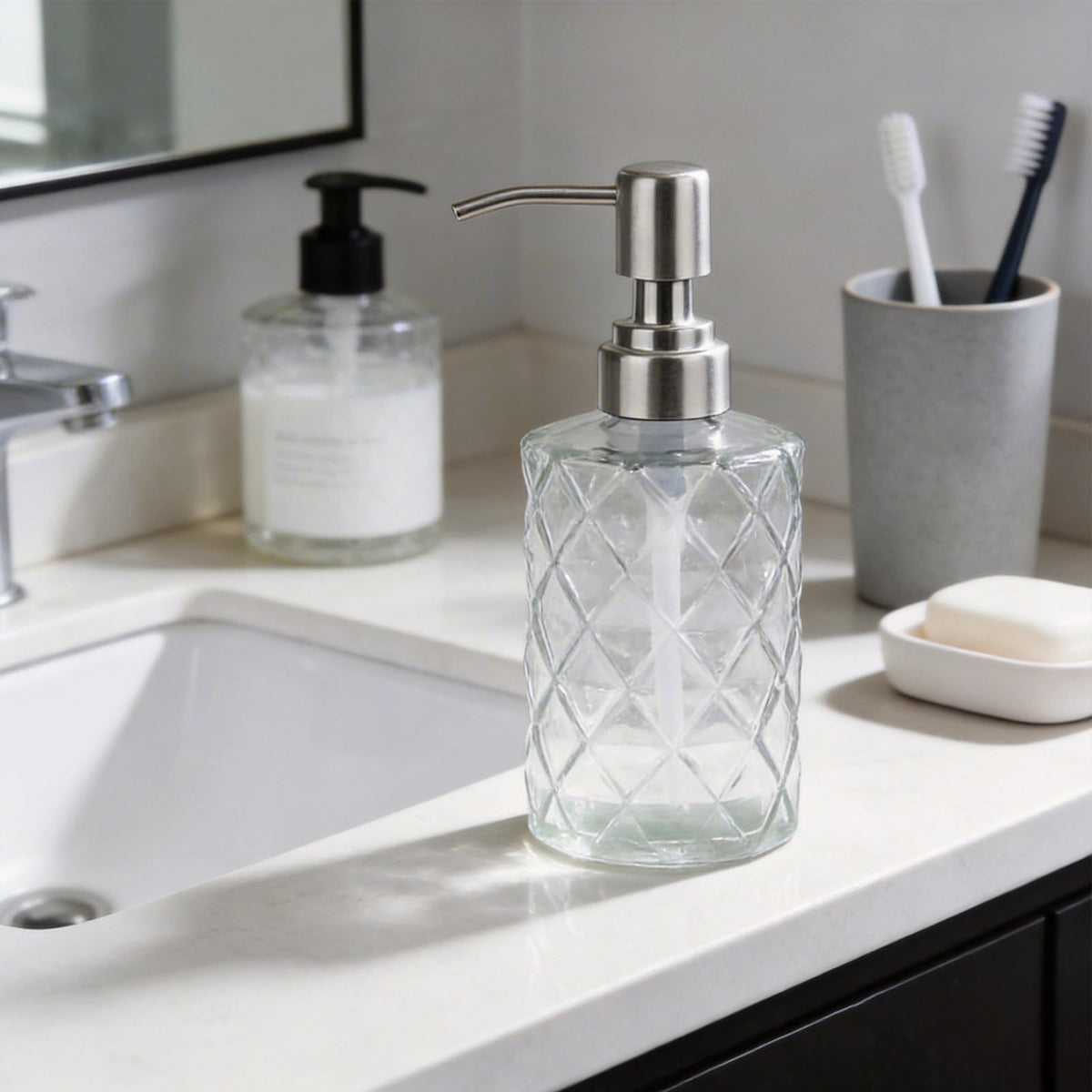 12Oz Clear Glass Soap Dispenser