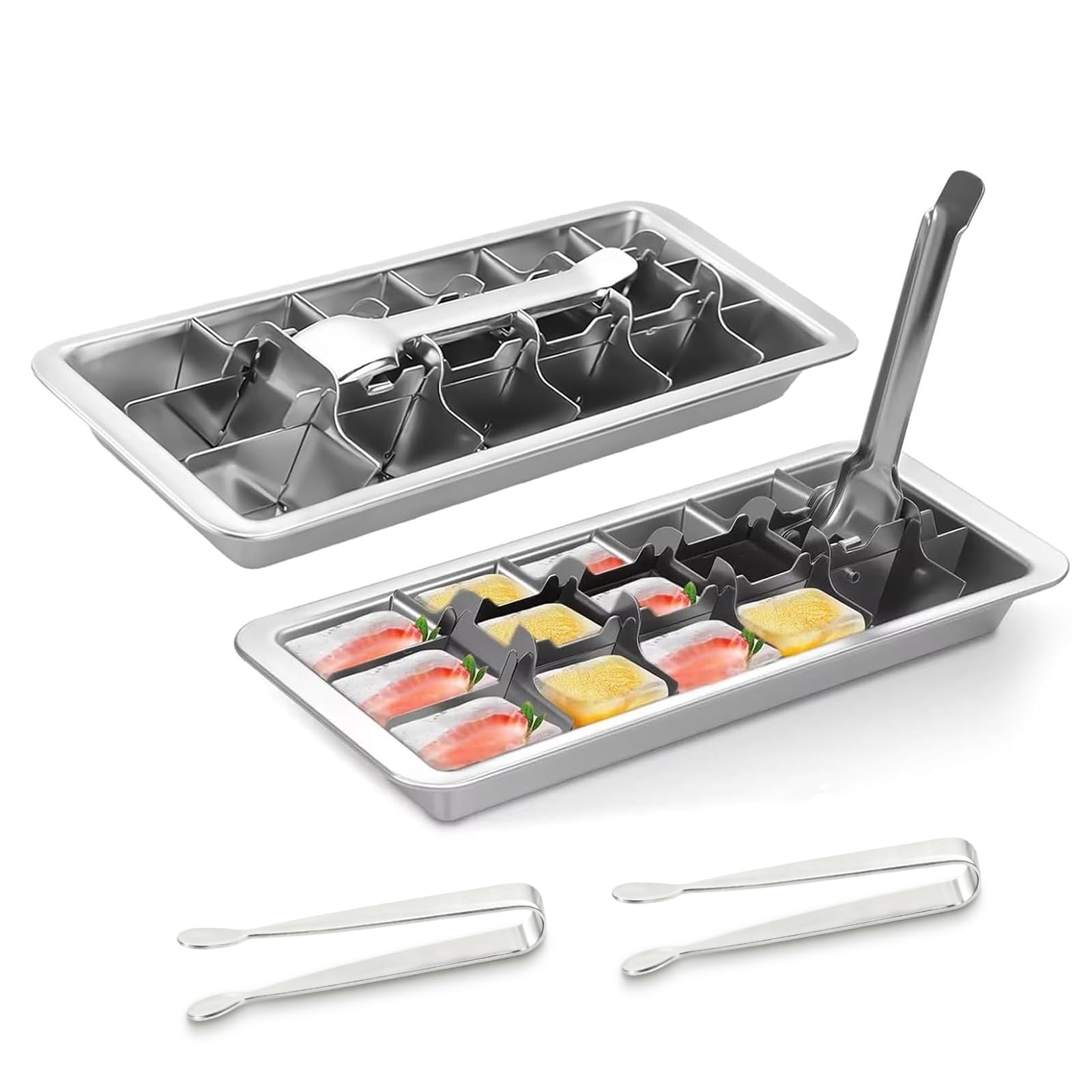 2 Pcak 18 Slot Ice Cube Trays Stainless Steel (18 Count)