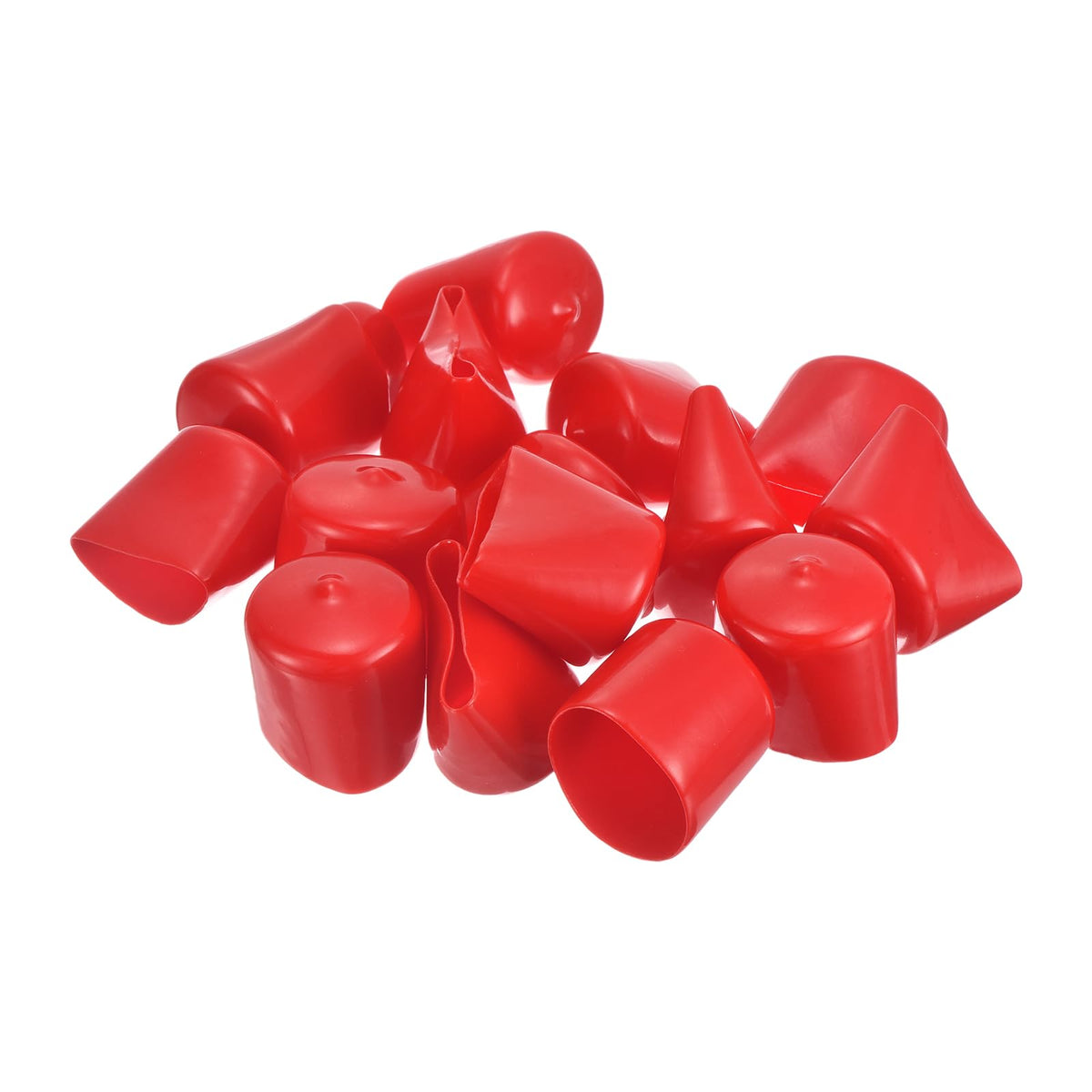 20pcs Rubber End Caps 31mm ID Vinyl Round Tube Bolt Cap Cover Thread Protectors Red